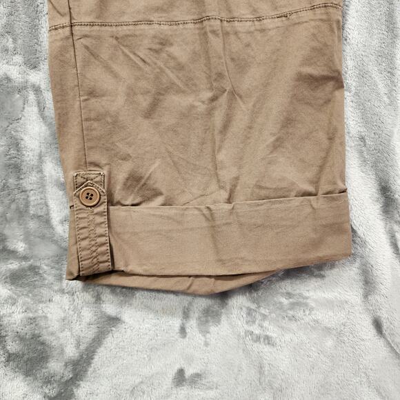 Style&Co Pants Womens 18W Brown Khaki High Rise Cargo Capri Roll Tab Hem Stretch - Picture 2 of 12